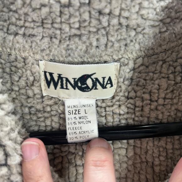 Winona Sherpa Wool Vest L Gray Zip Front Fleece Lined Cozy Unisex Outdoor Style - Picture 5 of 7